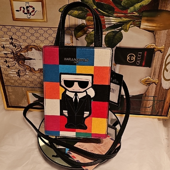 Karl Lagerfeld Multicolor Saffiano Leather Messenger/ Crossbody Bag (Nwt) - Picture 13 of 16